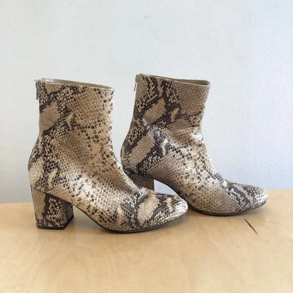 Free People Snakeskin Print Ankle Booties in Beige and Brown - Picture 3 of 8